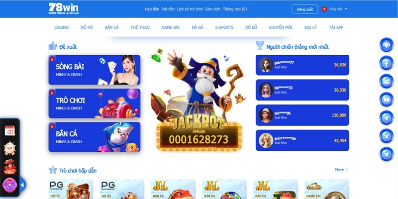 Giao diện chính của nhà cái 78Win.